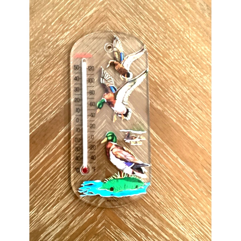 Vintage Sunbeam Outdoor Thermometer With Mallards Made In USA